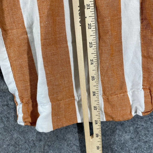 Madewell Pants XXS White Orange Evelyn Striped Huston Cropped Button Linen Blend - Picture 9 of 13